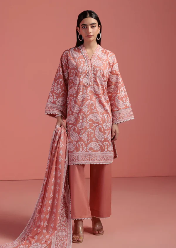 BONANZA SATRANGI Peach-Lawn - 3 Piece