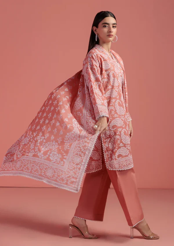 BONANZA SATRANGI Peach-Lawn - 3 Piece - Image 5