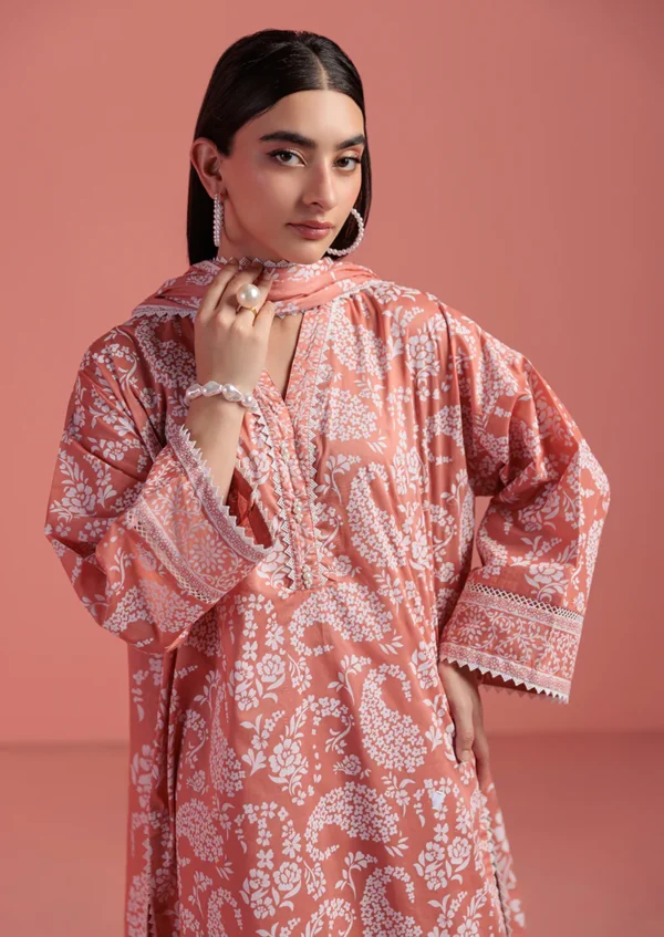BONANZA SATRANGI Peach-Lawn - 3 Piece - Image 4