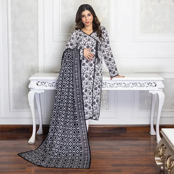 REGALIA BLACK AND WHITE LAWN 3PC - Image 2