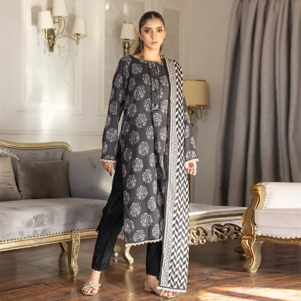 REGALIA BLACK AND WHITE LAWN 3PC - Image 3