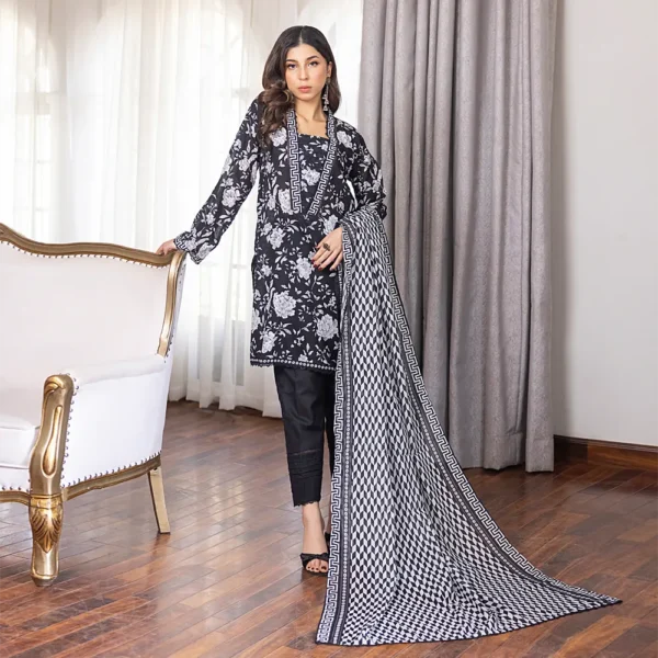 REGALIA BLACK AND WHITE LAWN 3PC - Image 2