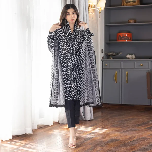 REGALIA BLACK AND WHITE LAWN 3PC - Image 3