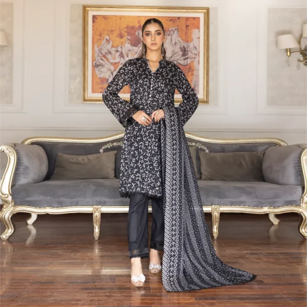 REGALIA BLACK AND WHITE LAWN 3PC