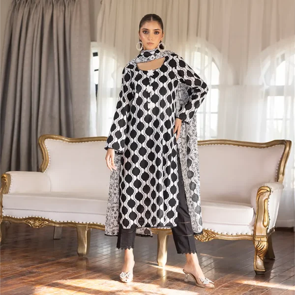 REGALIA BLACK AND WHITE LAWN 3PC - Image 6