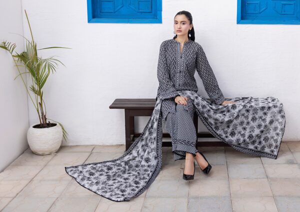 REGALIA BLACK AND WHITE LAWN 3PC - Image 3