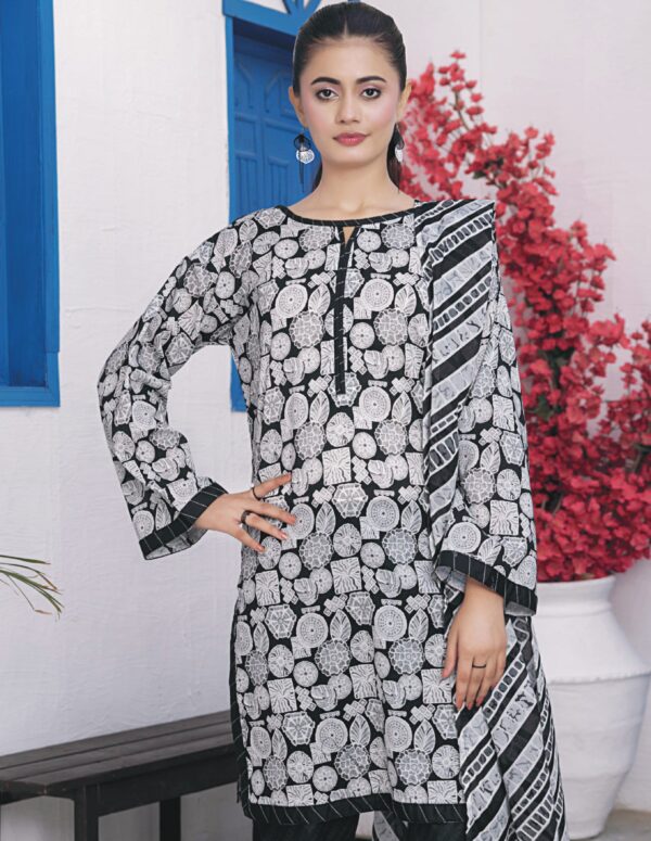 REGALIA BLACK AND WHITE LAWN 3PC - Image 2