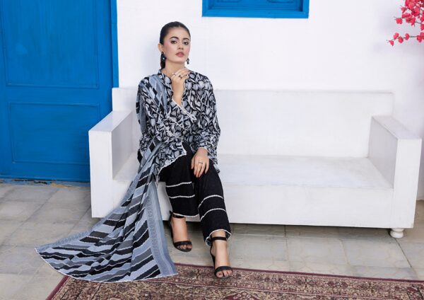 REGALIA BLACK AND WHITE LAWN 3PC - Image 3