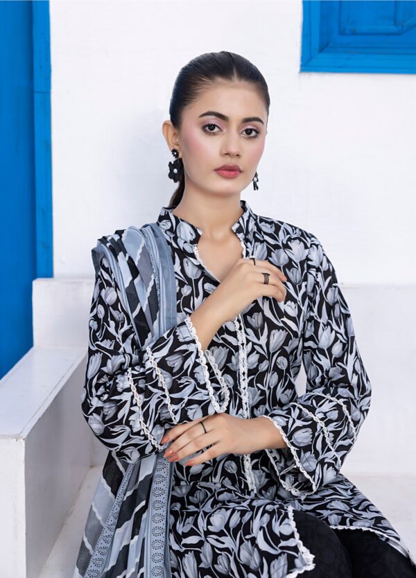 REGALIA BLACK AND WHITE LAWN 3PC - Image 2